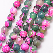 Natural Fire Crackle Agate Bead Strands, Round, Grade A, Faceted, Dyed & Heated, Violet, 8mm, Hole: 1mm, about 47pcs/strand, 15 inch(X-G-K166-06F-8mm-12)