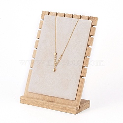 Bamboo Necklace Display Stand, L-Shaped Long Chain Display Stand, Rectangle, Linen, 17.5x24.5cm(NDIS-E022-03)