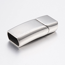 Rectangle 304 Stainless Steel Magnetic Clasps with Glue-in Ends, Stainless Steel Color, 32.5x13.5x7.5mm, Hole: 5.5x11.5mm(STAS-I037-14)