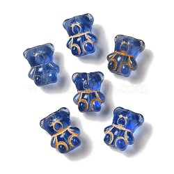 Transparent Lampwork Beads, Bear, Royal Blue, 15x12x9mm, Hole: 1mm, about 57~62pcs/100g(LAMP-P065-06A-01)