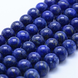 Natural Lapis Lazuli Beads Strands, Grade AB, Round, 10mm, Hole: 1mm, about 39pcs/strand, 15.7 inch(40cm)(G-P342-01-10mm-AB)