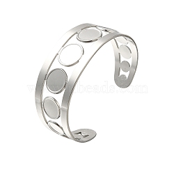 304 Stainless Steel Cuff Ring for Women, Round, Stainless Steel Color, 25mm, Adjustable(RJEW-U025-05P)