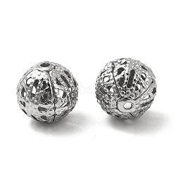 Non-Tarnish 304 Stainless Steel Hollow Round Beads, Stainless Steel Color, 10x9.5mm, Hole: 1mm(STAS-P319-13P)