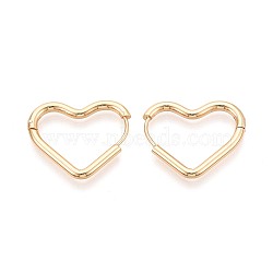 304 Stainless Steel Hoop Earrings, Heart, Real 18K Gold Plated, 21.5~22x26x2.5mm(STAS-T074-53G)