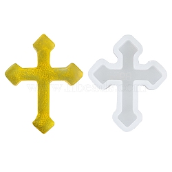 DIY Silicone Molds, Resin Casting Molds, For UV Resin, Epoxy Resin Jewelry Pendants Making, Cross, White, 39x32x5mm(AJEW-F030-06C)
