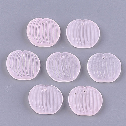 Transparent Spray Painted Glass Pendants, Peach, Pink, 18.5x20x3.5~4mm, Hole: 1.2mm(X-GLAA-S183-25A)