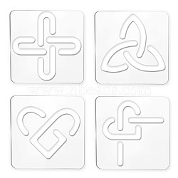 Acrylic Earring Handwork Template, Card Leather Cutting Stencils, Square, Clear, Knot Pattern, 152x152x4mm, 4 styles, 1pc/style, 4pcs/set(TOOL-WH0152-010)
