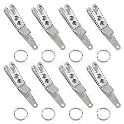 8 Sets Alloy Mini EDC Gear Pocket Suspension Clip Hanger Tool Keychain, with Iron Key Ring, Platinum, 3.8x0.7cm(KEYC-DC0001-20)