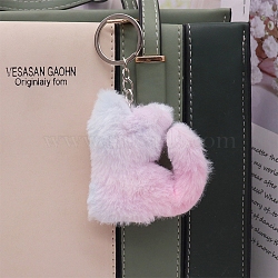 Imitation Rabbit Fur Keychain, Bag Pendant Decoration, Butterfly, Pink, Pendant: 7x7cm(PW-WGED029-11)