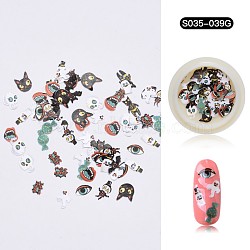 Halloween Nail Stickers, Nail Art Cabochons, Mixed Shape, for Fingernails Toenails Nail Tips Decoration, Mixed Color, 4~12x3~10x0.1mm, about 50pcs/box(MRMJ-S035-039G)