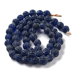 Handmade Nepalese Lampwork Beads, Pumpkin, Midnight Blue, 10.5x9.5mm, Hole: 1.5mm, about 64pcs/strand, 25.79''(65.5cm)(LAMP-Z008-05I)
