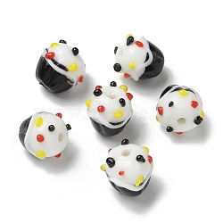 Handmade Lampwork Bumpy Beads, Ice Cream Cake, Black, 12~13x10.5~13x10.5~13mm, Hole: 1.2~1.6mm(LAMP-M022-01A)