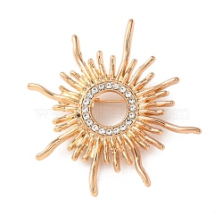 Alloy Crystal Rhinestone Brooches, Sun, Golden, 47x46mm(JEWB-P054-01G)