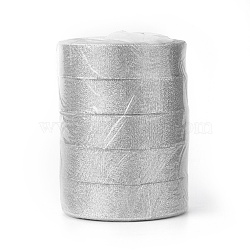 Glitter Metallic Ribbon, Sparkle Ribbon, DIY Material for Organza Bow, Double Sided, Silver, 1 inch(25mm), 25yards/roll(22.86m/roll), 5rolls/set(ORIB-25mm-S)