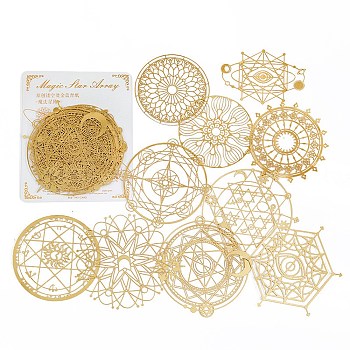 10Pcs Magic Circle Theme Hollow Lace Scrapbooking Paper Pads, for DIY Album Scrapbook, Background Paper, Diary Decoration, Mixed Shapes, 15~210mm