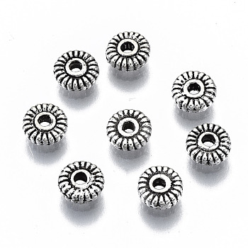 Tibetan Style Alloy Spacer Beads, Cadmium Free & Lead Free, Antique Silver, 5x2mm, Hole: 1.2mm