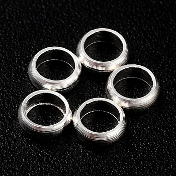 Rack Plating Brass Spacer Beads, Long-Lasting Plated, Flat Round, 925 Sterling Silver Plated, 3.2x1mm, Hole: 2.2mm
