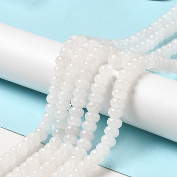 Natural White Jade Beads Strands, Rondelle, 8x5mm, Hole: 0.7mm, about 70pcs/strand, 14.76~14.96 inch(37.5~38cm)