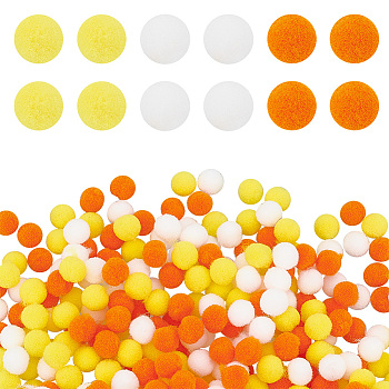 Elite 1800Pcs 3 Colors DIY Doll Craft, Polyester Pom Pom Ball, Round, Mixed Color, 9~10.5mm, 600pcs/color