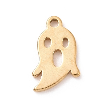 304 Stainless Steel Charms, Ghost Charms, Golden, 11x7x1mm, Hole: 1.2mm