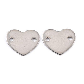 201 Stainless Steel Links Connectors, Heart, Stainless Steel Color, 10x12.5x0.8mm, Hole: 1.4mm