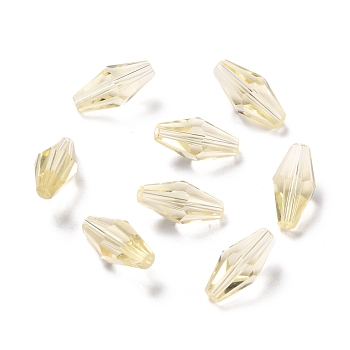 Transparent Glass Beads, Faceted, Bicone, Lemon Chiffon, 8x4mm, Hole: 1mm