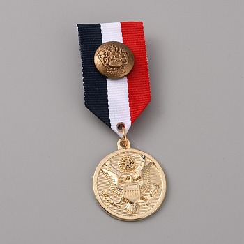 Eagle Zinc Alloy Pendant Lapel Pin, Polyester Brooch Medal for Men, Platinum & Golden, 78x24x6mm