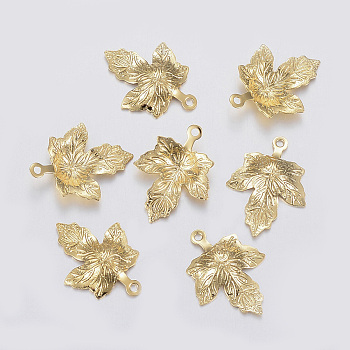 Autumn Theme 304 Stainless Steel Charms, Maple Leaf, Golden, 15x12x2mm, Hole: 1mm