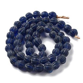 Handmade Nepalese Lampwork Beads, Pumpkin, Midnight Blue, 10.5x9.5mm, Hole: 1.5mm, about 64pcs/strand, 25.79''(65.5cm)