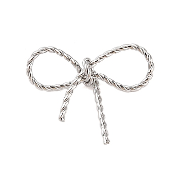 Non-Tarnish 304 Stainless Steel Twisted Bowknot Links Connector Charms, Stainless Steel Color, 29x34x9mm