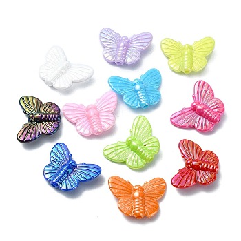 Opaque Acrylic Beads, AB Color, Butterfly, Mixed Color, 19x25x6mm, Hole: 2mm