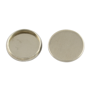 Flat Round 304 Stainless Steel Plain Edge Bezel Cups, Cabochon Settings, Stainless Steel Color, 12x2mm