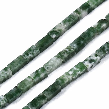Natural Green Spot Jasper Beads Strands, Cuboid, 4~5x2x2mm, Hole: 0.8mm, about 82~84pcs/strand, 14.76~15.15 inch(37.5~38.5cm)