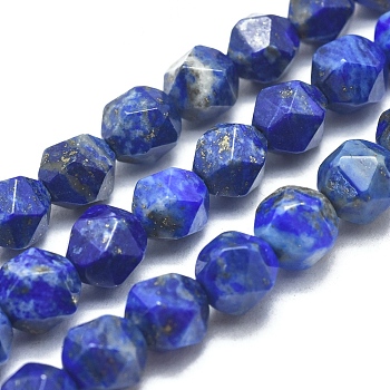 Natural Lapis Lazuli Beads Strands, Star Cut Round Beads, Faceted, 5~6mm, Hole: 0.7mm, about 62~70pcs/strand, 14.5 inch~15.7 inch(37~40cm)