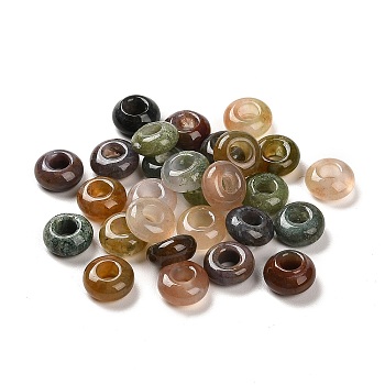 Natural Indian Agate European Beads, Large Hole Beads, Rondelle, 10x4.5~5mm, Hole: 4~4.3mm