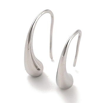 Teardrop Brass Dangle Earring for Women, Real Platinum Plated, 20.5x5mm