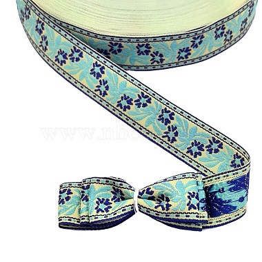 50 Yards Ethnic Style Polyester Flower Jacquard Ribbon for DIY Bowknot Making(PW-WG64D4A-01)-5