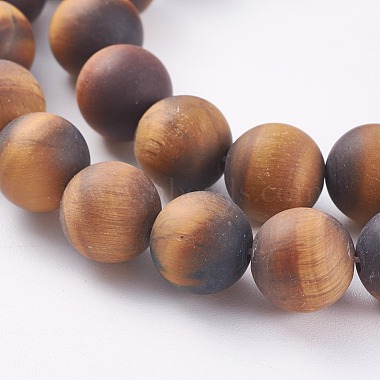 Frosted Natural Tiger Eye Round Bead Strands(G-M064-14mm-02)-3