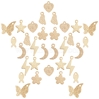 Real 24K Gold Plated Mixed Shapes Brass Pendants