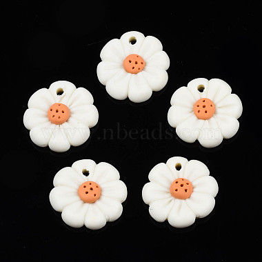 Creamy White Flower Polymer Clay Pendants