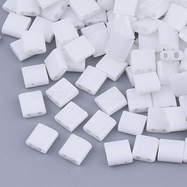 White Square Glass Beads