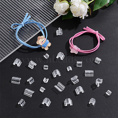800Pcs 4 Style Transparent AS Plastic Base Buckle Hair Findings(FIND-NB0004-37)-5