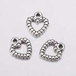 Heart Tibetan Style Alloy Charms, Lead Free and Cadmium Free, Antique Silver, about 9.5mm wide, 11mm long, hole: 1mm(AC0324)