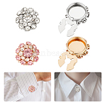 4Pcs 2 Colors Alloy Rhinestone Cufflinks, with Brass Findings, Flower, Light Padparadscha, 21x13.5mm, 2pcs/color(DIY-NB0013-80A)