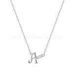 304 Stainless Steel Crystal Rhinestone Initial Pendant Necklaces, Stainless Steel Color, Letter A, 17.72 inch(45cm)(FS-WGCEFCC-01)