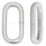 2Pcs 925 Sterling Silver Spring Gate Rings, Oval, Silver, 17.5x8.5x2mm, Inner Diameter: 13x5mm, 2pcs/set(STER-SC0001-59)