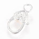Alloy Lobster Claw Clasps, Silver Color Plated, 27x14x6mm, Hole: 4mm(KK-S304-02)