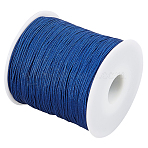 Nylon Braided Cord, Chinese Knotting Cord for Jewelry Making Macrame Craft, Dark Blue, 0.8mm, 100yards/roll(NWIR-UN0001-04)