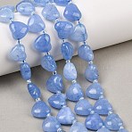 Natural White Jade Beads Strands, Puffy Heart, Top Drilled, with Seed Beads, Dyed, Cornflower Blue, 10.7~11.5x11.6~12.3x5.4~6.3mm, Hole: 1.2~1.3mm, about 28pcs/strand, 15.75''(40cm)(G-NH0069-A04)