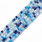 Electroplate Glass Beads Strands, AB Color Plated, Faceted, Abacus, Blue, 3x2.5mm, Hole: 0.7mm, about 185pcs/strand, 17.32 inch(44cm)(X-EGLA-S192-001A-B09)